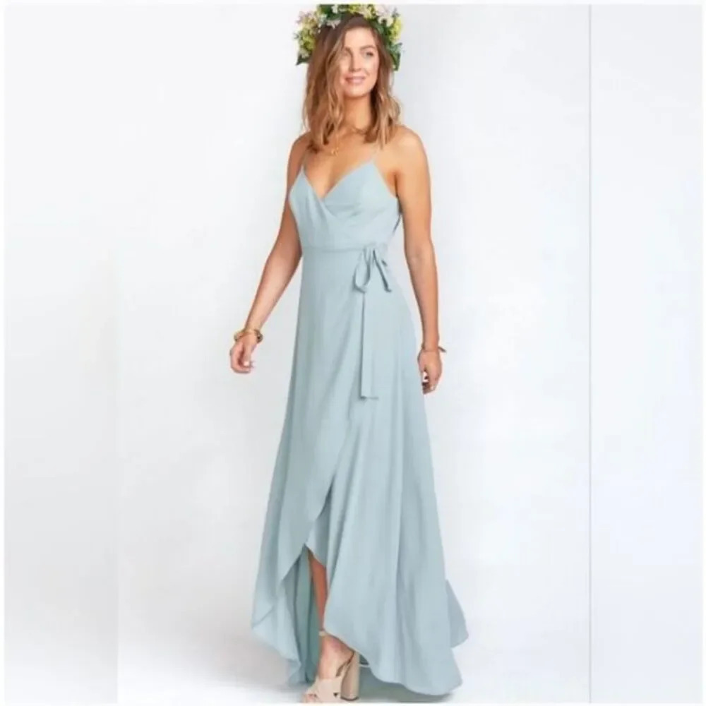 NWOT Show Me Your Mumu Mariah Wrap Dress Silver Sage XS